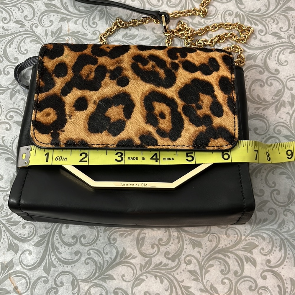 Louise et cie 100% leather, real cow hair fur crossbody NWOT - Picture 11 of 15